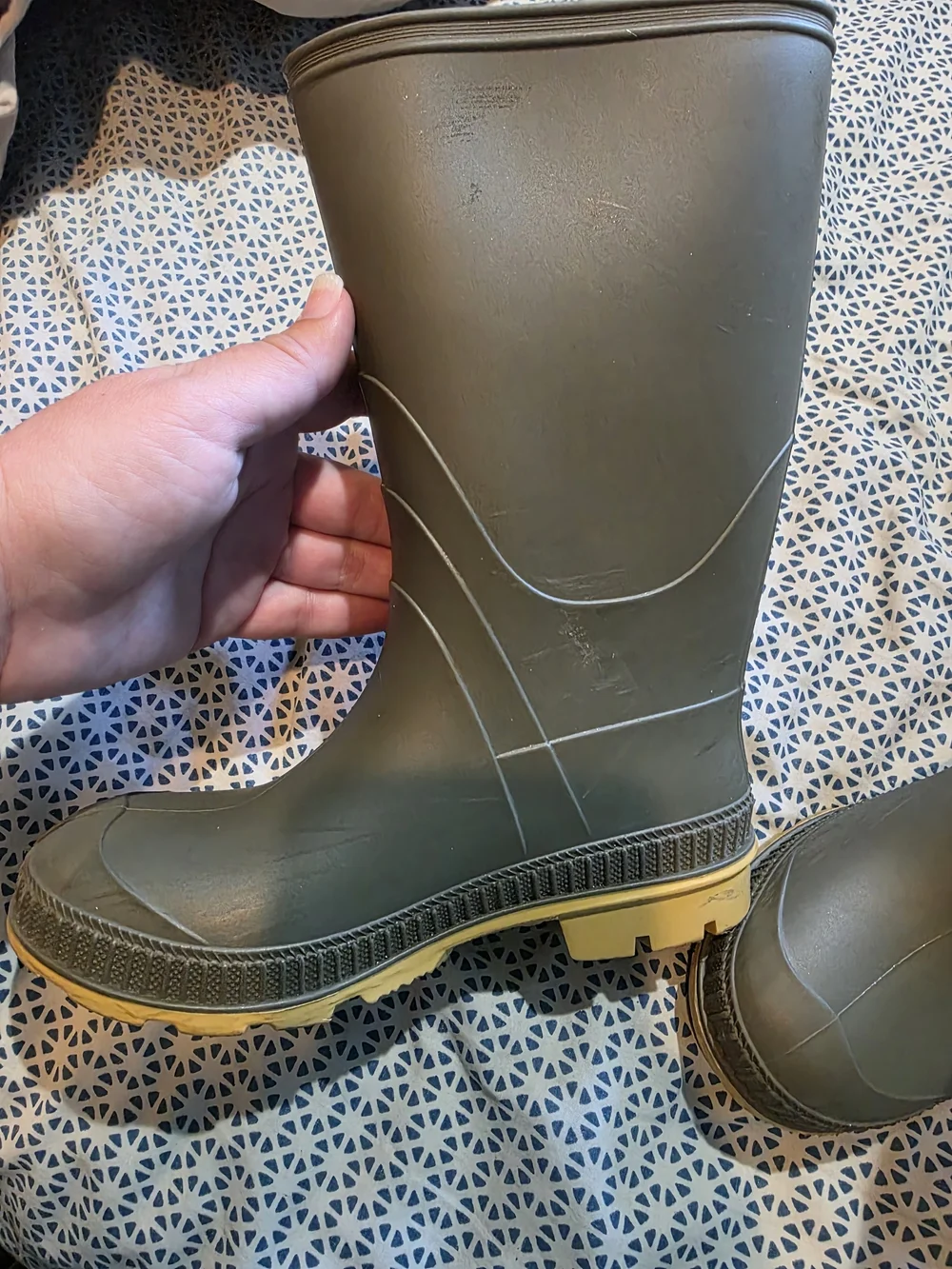 Kamik Kids Olive Green Rain Boots with Tan Soles
